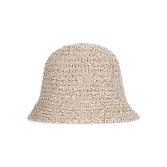 No Boundaries Textured Stitch Knit Bucket Hat, Women's, Natural