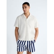 Men's Textured Camp Shirt with Short Sleeves, Sizes S-3XL