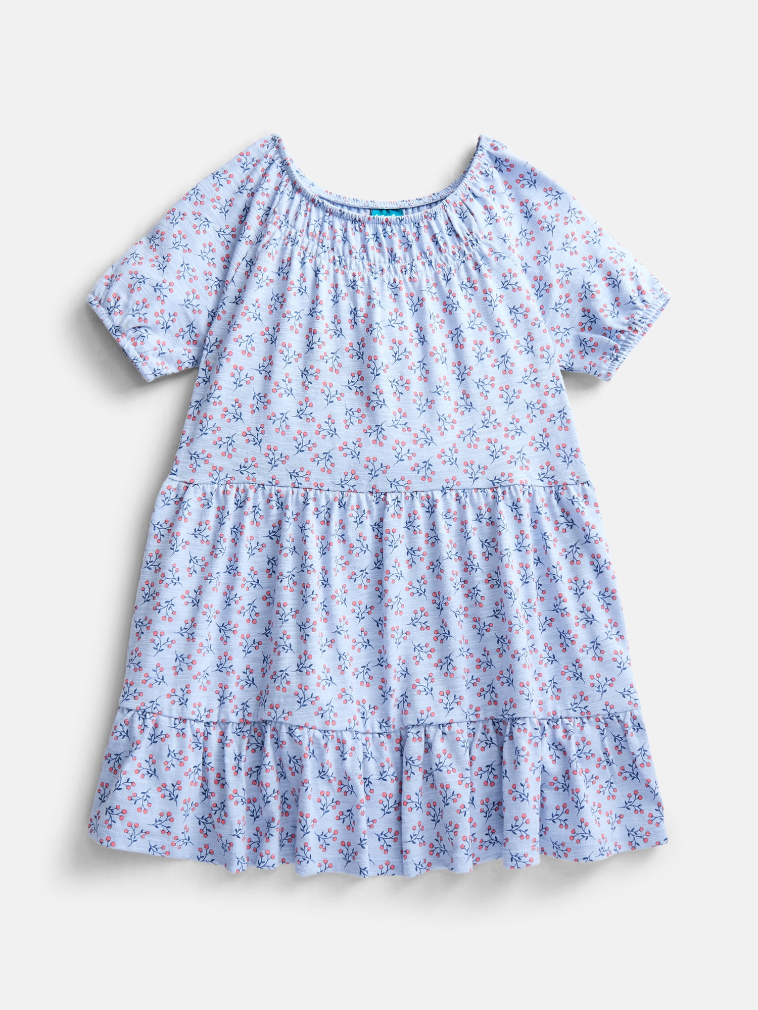Wonder Nation Girls Tiered Dress with Short Sleeves, Sizes XS-XXL
