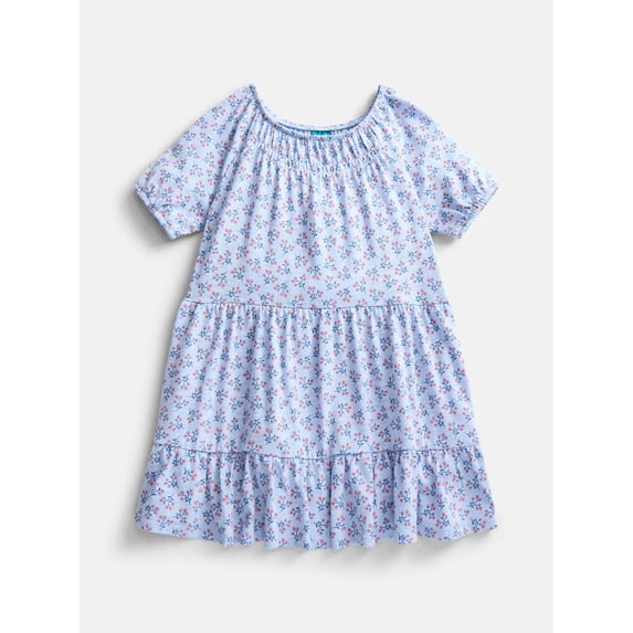 Wonder Nation Girls Tiered Dress with Short Sleeves, Sizes XS-XXL