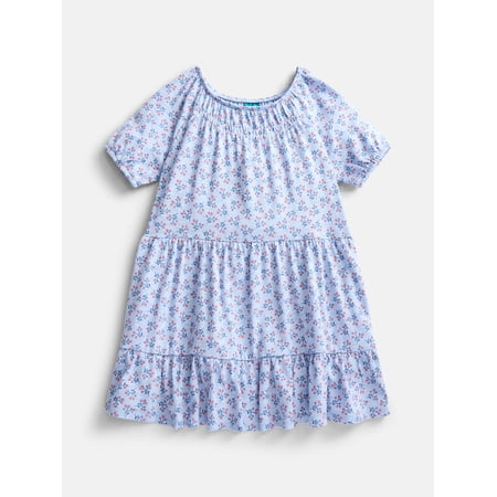 Wonder Nation Girls Tiered Dress with Short Sleeves, Sizes XS-XXL
