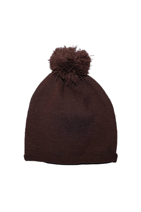 KNITTED WINTER BEANIE CAP - Brown