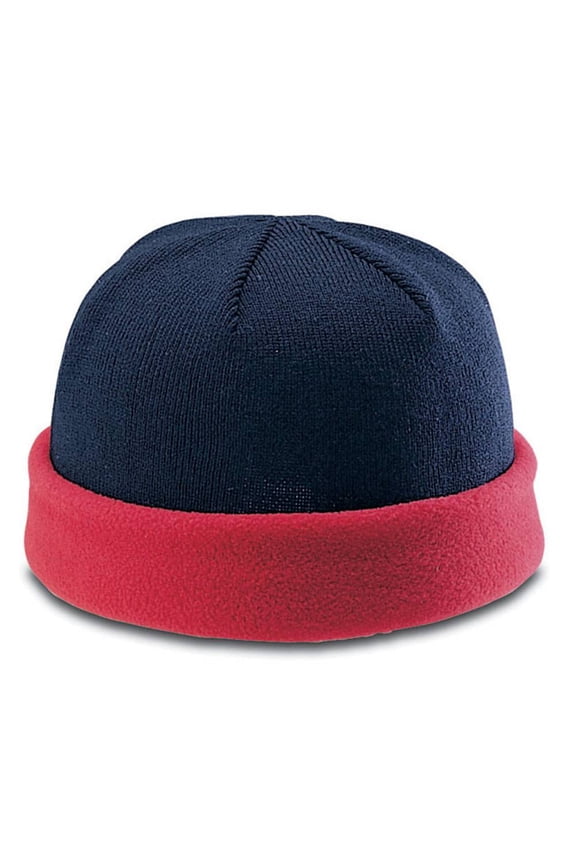 KNITTING BEANIE WINTER CAP - Navy Red