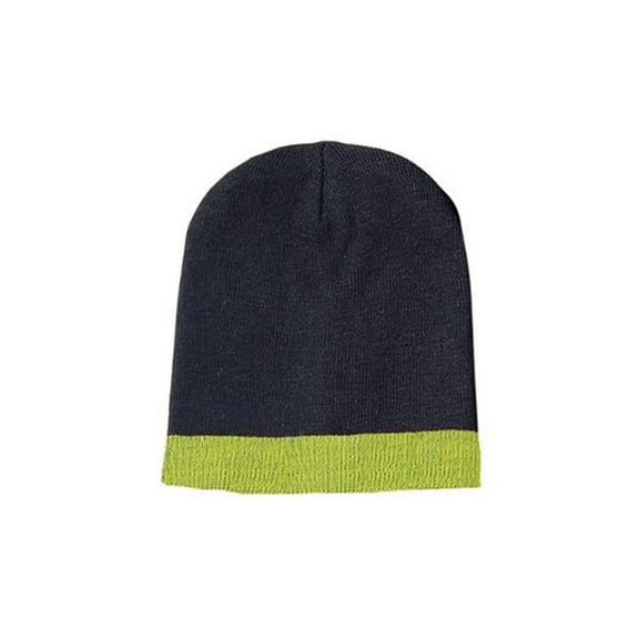 KNITTING CAP TWO TONE BEANIE - Green Black