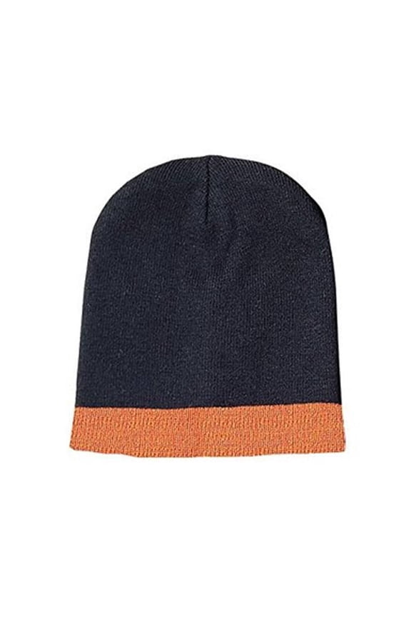 KNITTING CAP TWO TONE BEANIE - Orange Black