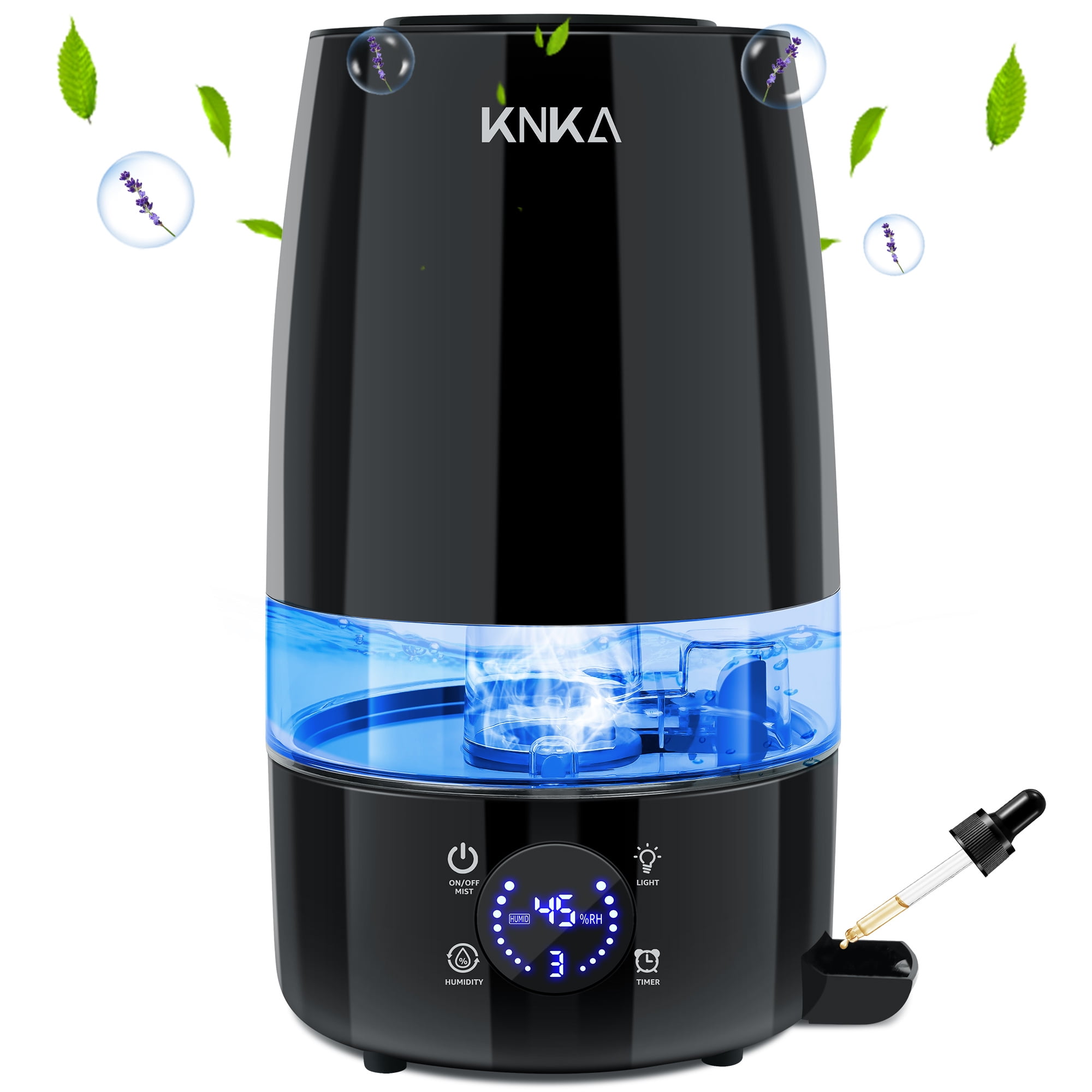 KNKA 4.5L Humidifier for Room - Quiet, Auto Humidity Control, Essential Oil Diffuser, 40H Runtime, Top Fill, Easy Clean, Anti-Leak