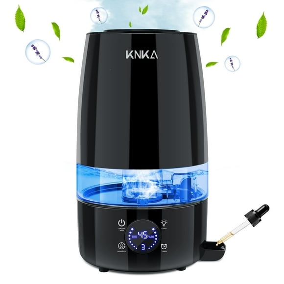 KNKA 4.5L Humidifier for Room - Quiet, Auto Humidity Control, Essential Oil Diffuser, 40H Runtime, Top Fill, Easy Clean, Anti-Leak