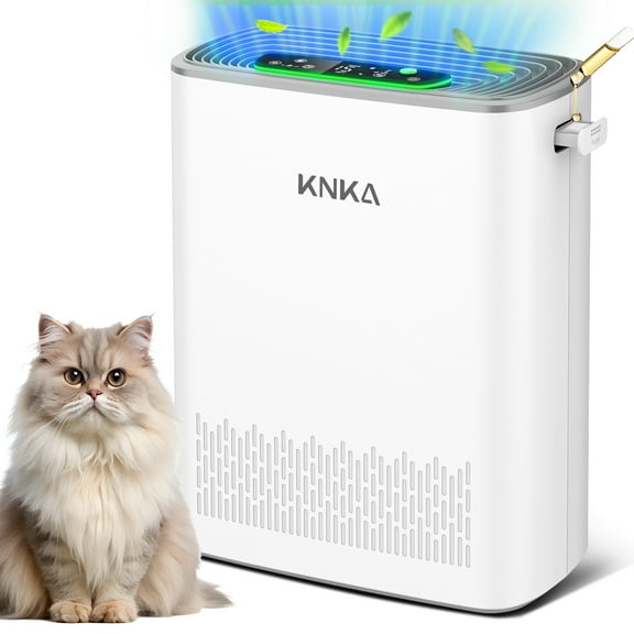 KNKA Pro HEPA Air Purifiers for Home Large Room up to 1123 Sq.ft once per hour– Allergy & Pet Hair Relief, Air Quality Monitor, Auto/Turbo Mode, Essential Oil Diffuser, Ultra-Quiet