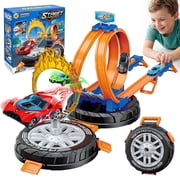 KNMDU Race Car Track Set Toy Stunt Racing Playset with 360  Loop Car Track for Kids Ages 3+ with Four 164 Scale Vehicles