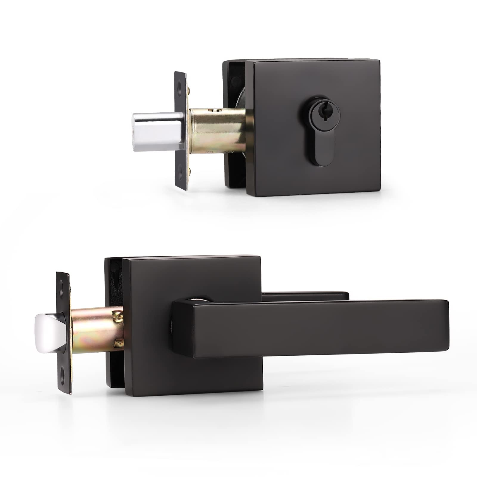 KNOBWELL 10-Pack Matte Black Door Knobs With Lock - Privacy Bedroom Bathroom Knobs, Interior Use - View #2