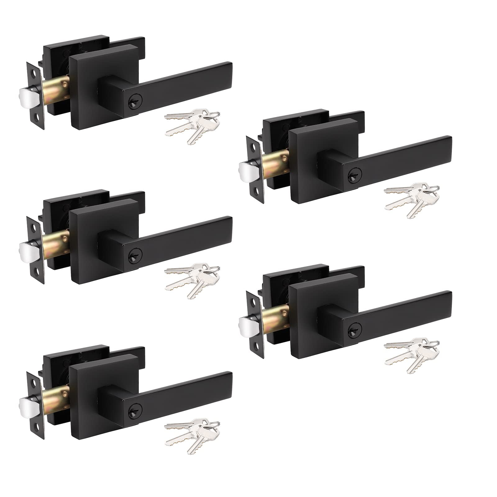 KNOBWELL 5 Pack Heavy Duty Entrance Door Lever Door Handle(for Office