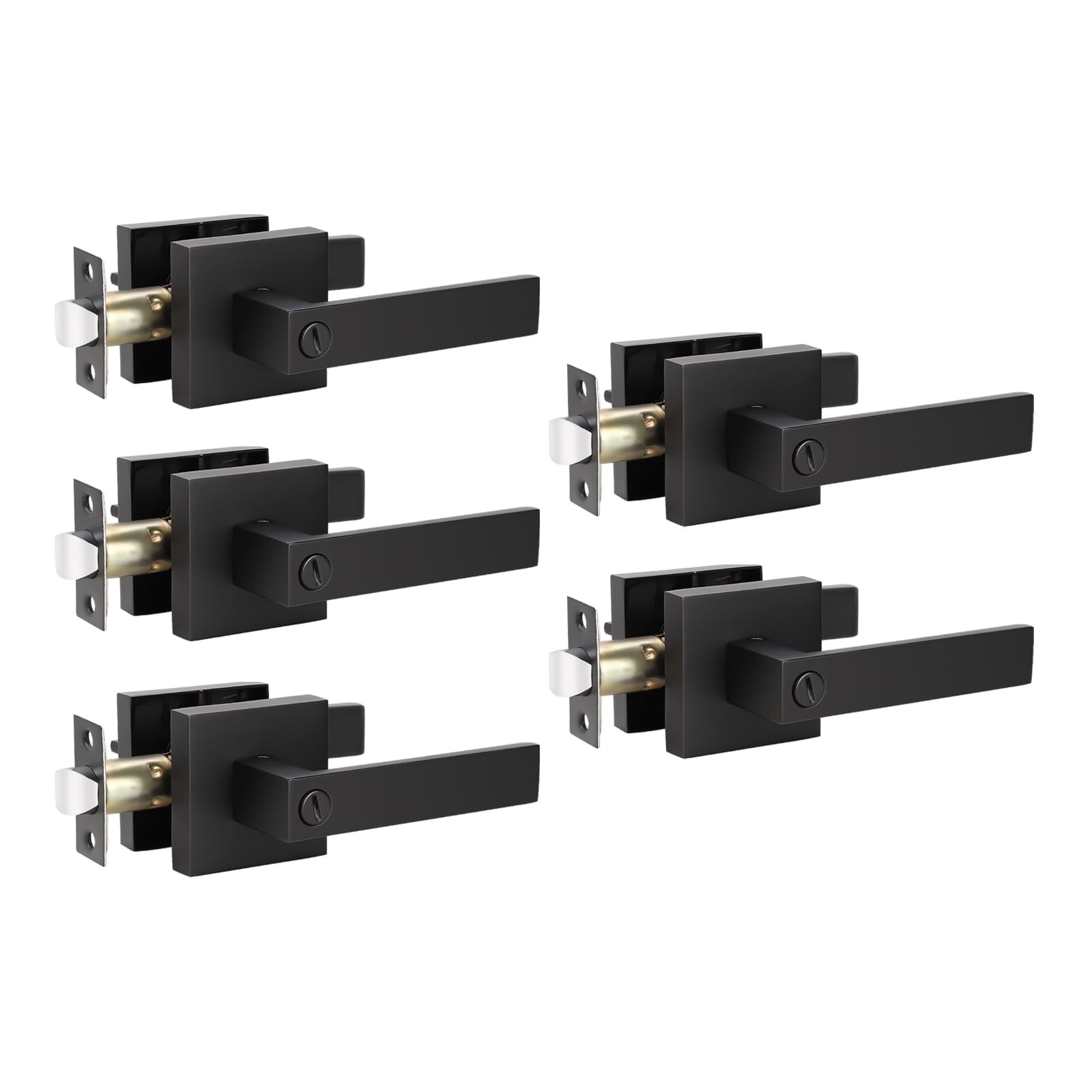 KNOBWELL 4 Pack Front Door Handles With Key And Lock Exterior Black - View #6