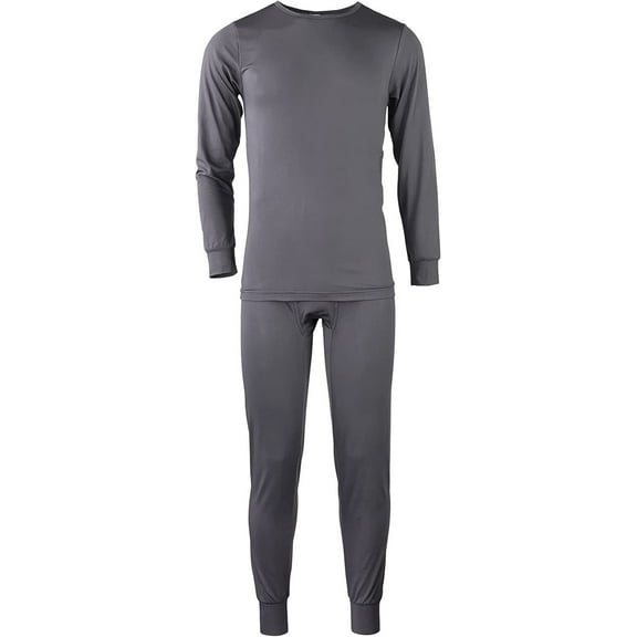 KNOCKER Men's Soft Fleece Thermal Underwear Set Charcoal