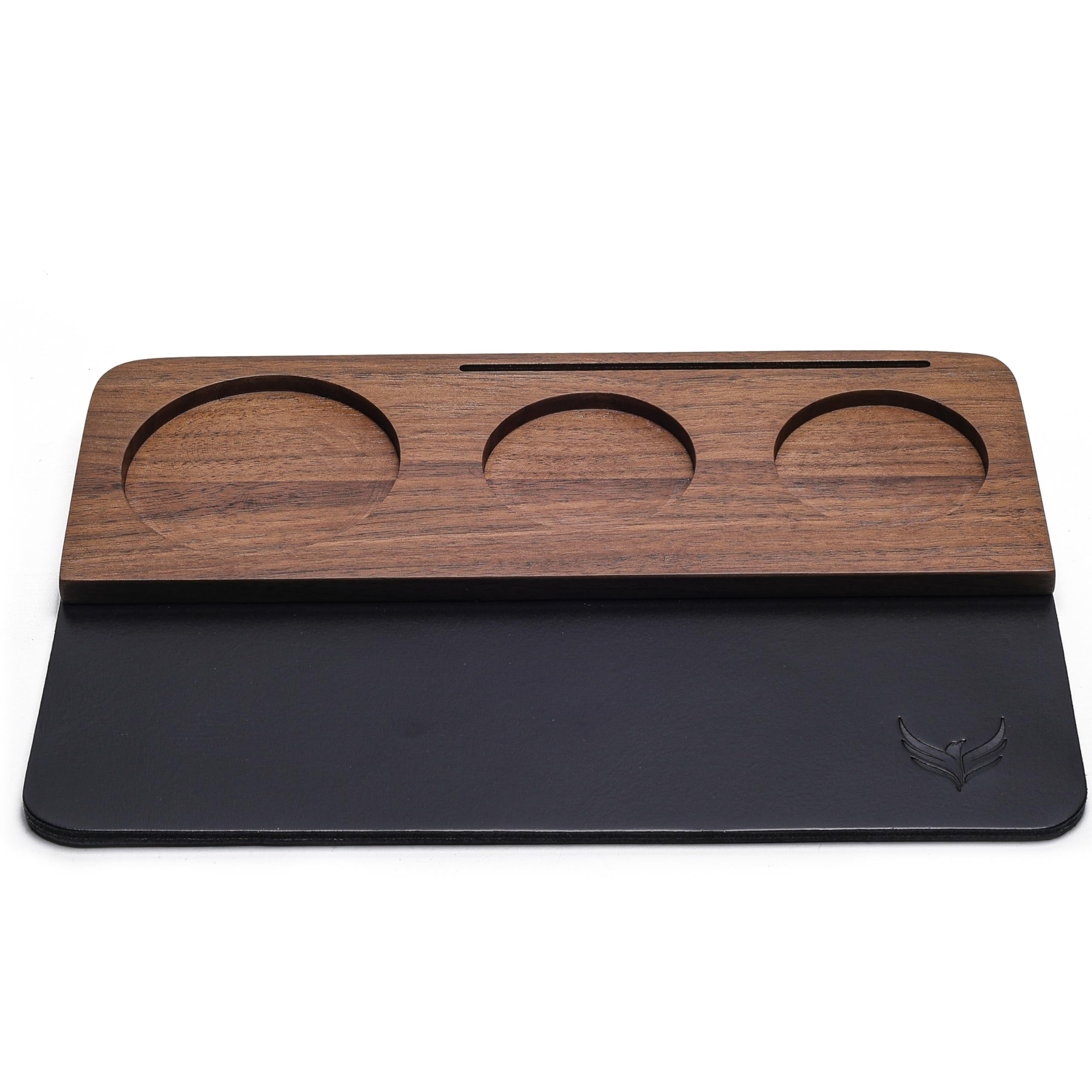 Walnut Wood Espresso Tamping Station - 51/54mm Anti-Slip Coffee Tamper Stand With Adjustable Height