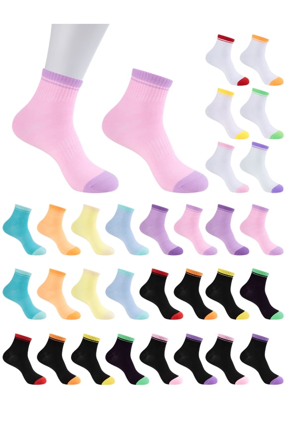 30 Pairs Womens Quarter Lightweight Socks Low Cut Casual Athletic Comfort Socks