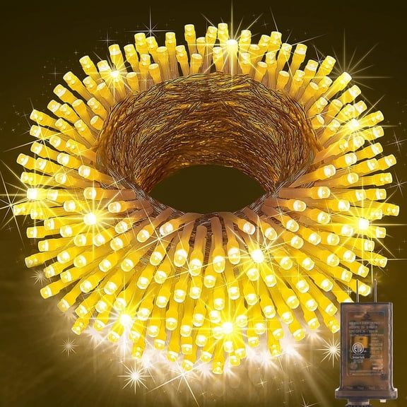 KNONEW 403ft 1000 LED Christmas String Lights Outdoor 8 Modes & Timer Fairy Light Plug in Waterproof Wedding for Xmas Yard Tree Party Holiday Decor (Warm White)