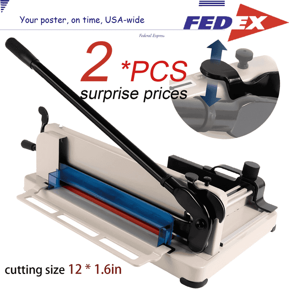 KNOPT 2PCS 12 Inch Guillotine Paper Cutter, Heavy-Duty Paper trimmer with Metal Base, Trimmers Cards Leather for Office Home, White