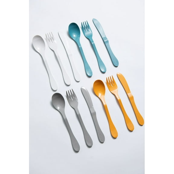 KNORK Eco 12 Piece (Fork, Knife, Spoon) Biodegradable Bamboo Reusable Flatware Set