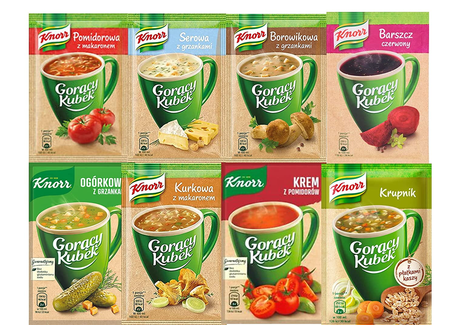 KNORR GORACY KUBEK INSTANT SOUP - BUNDLE OF 8 SOUP (randomly selected)
