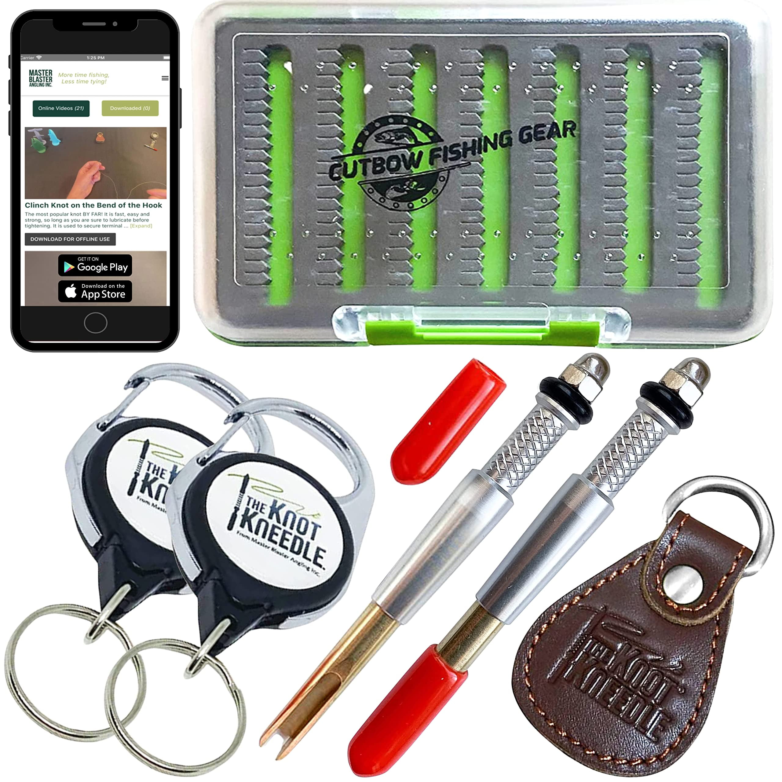 KNOT KNEEDLE Catch Lunker Bundle 2 Epic, Fishing Accessories of 2 Zingers,  Fly Straightener, Fly Fishing Box, Fishing Knot Tying Tool Tie 25+ Basic  and Advanced Knots - 5-Piece Bundle 