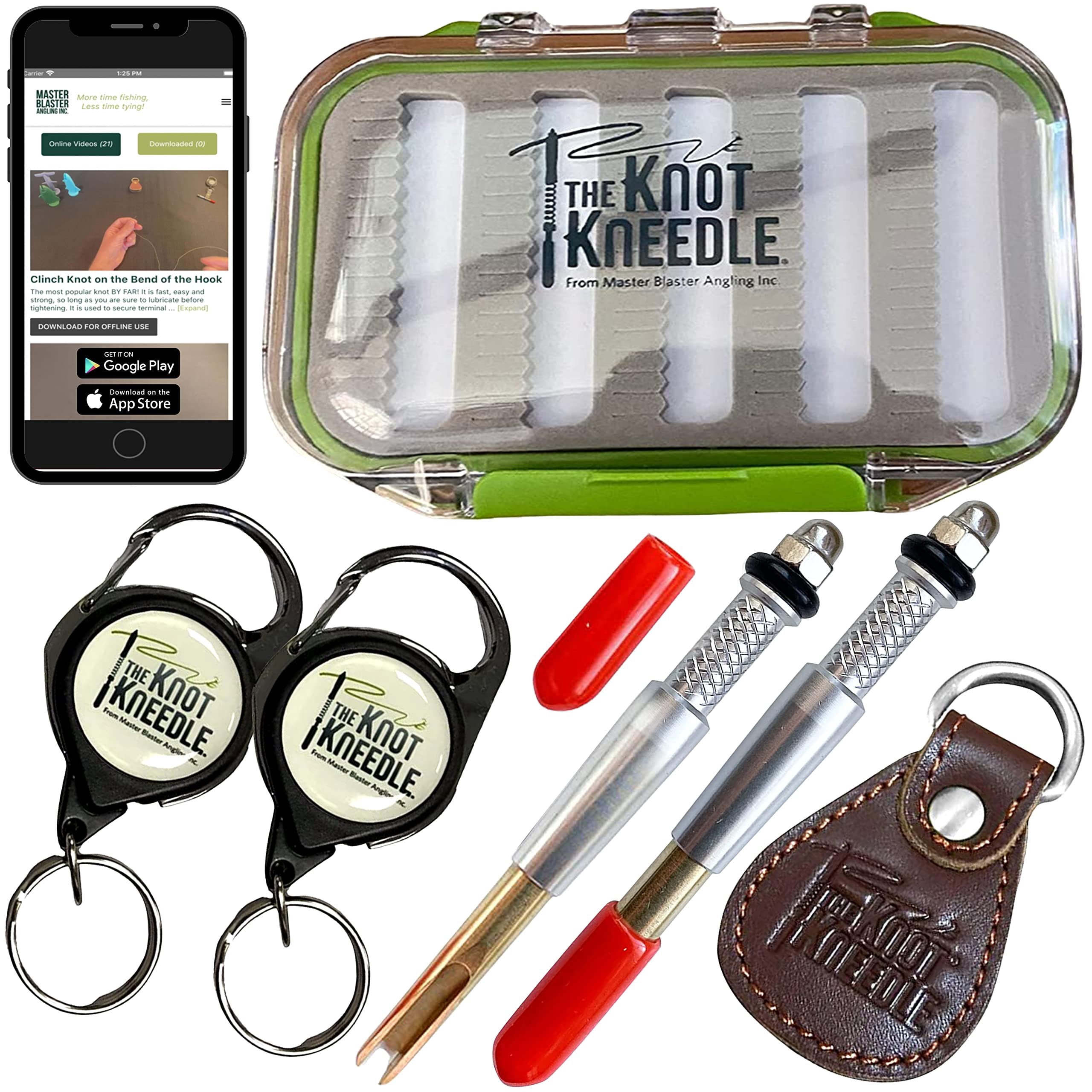 KNOT KNEEDLE Catch Midge Bundle 2 Epic, Fishing Accessories of 2 Zingers, Fly Straightener, Fly Fishing Box, Fishing Knot Tying Tool Tie 25+ Basic and Advanced Knots - 5-Piece Bundle