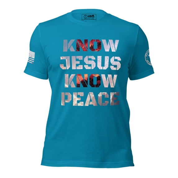 KNOW JESUS KNOW PEACE Unisex t-shirt (Aqua, S)