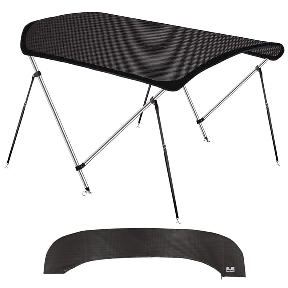 KNOX 2 Bow Bimini Tops for Boats, Boat Canopy Kit, 600D Mesh Canvas, Stainless Steel Bimini Top Hardware, Storage Boot, Fits Most Small Boats & Inflatable Boats, 63" L x 43" H x 39"-55" W