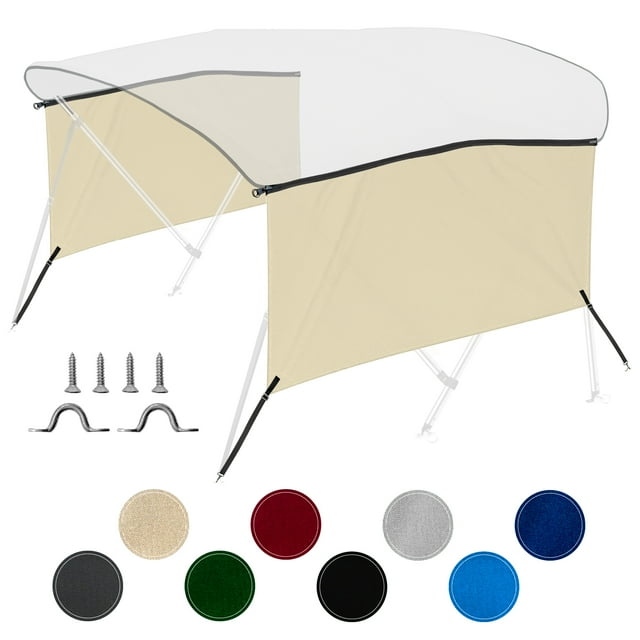 KNOX 3 Bow Bimini Top Sidewalls for KNOX Bimini Tops for Boats, 900D Solid Canvas Side Blocks with Adjustable Straps, Stainless Steel Mounting Hardware, 60"L x 26"H, Sand