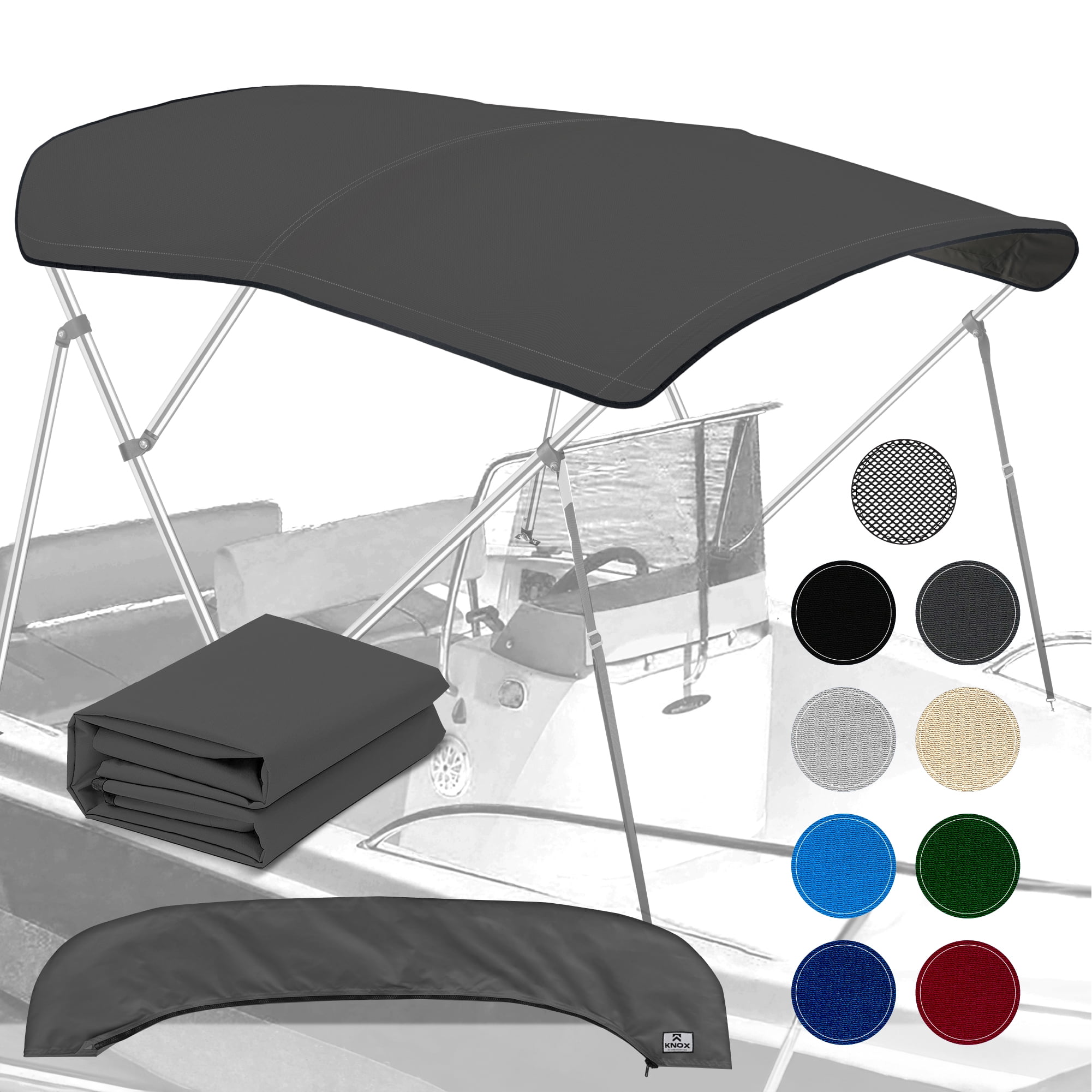 KNOX 4-Bow Bimini Top Universal Replacement Canvas Cover, 900D Marine  Canopy Storage Boot, Never Fades, Sun Shade Kit For Pontoon, V-Hull,  Fishing, Bimini Top Canvas ONLY (Pacific Blue) 8'L x 91-96W 