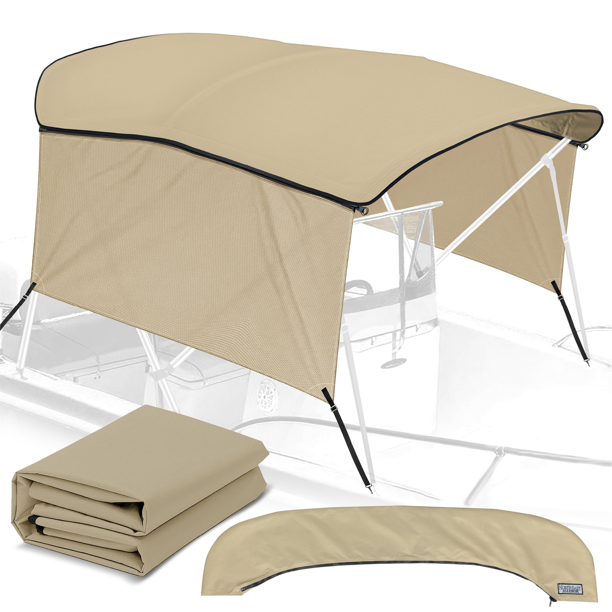 KNOX Universal 3-Bow Bimini Tops for Boats Cover Side Walls