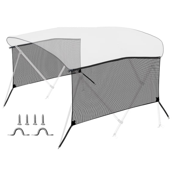 KNOX 4 Bow Bimini Top Sidewalls for KNOX Bimini Tops for Boats, 600D Mesh Sun Shade Side Covers with Adjustable Straps, Stainless Steel Mounting Hardware, 80"L x 26"H