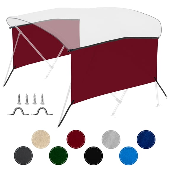 KNOX 4 Bow Bimini Top Sidewalls for KNOX Bimini Tops for Boats, 600D Solid Canvas Side Blocks with Adjustable Straps, Stainless Steel Mounting Hardware, 80"L x 26"H, Burgundy