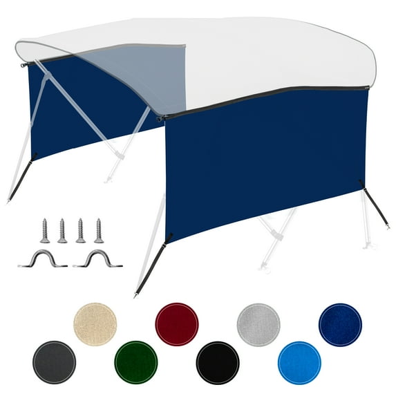 KNOX 4 Bow Bimini Top Sidewalls for KNOX Bimini Tops for Boats, 600D Solid Canvas Side Blocks with Adjustable Straps, Stainless Steel Mounting Hardware, 80"L x 26"H, Navy Blue