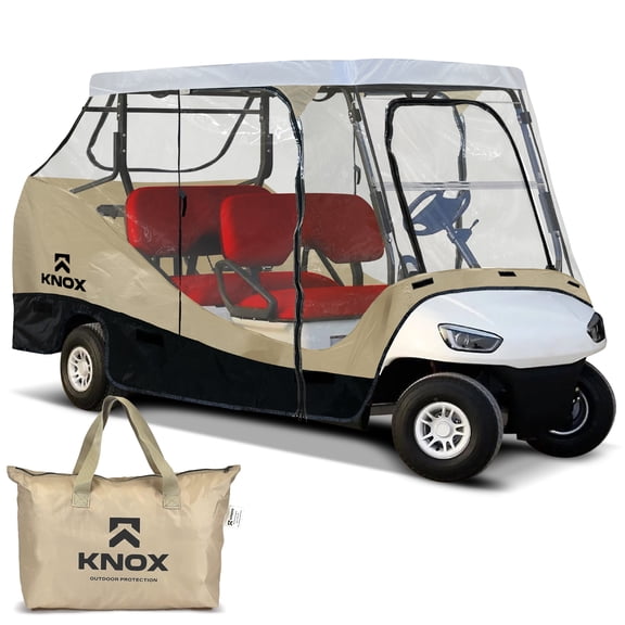 KNOX 4 Person Golf Cart Enclosure 79" Long Roof, 600D Portable Transparent Driving Golf Cart Cover Storage, Golf Cart Accessories, Compatible with EZGO TXT/RXV, Yamaha, Club Car DS Precedent
