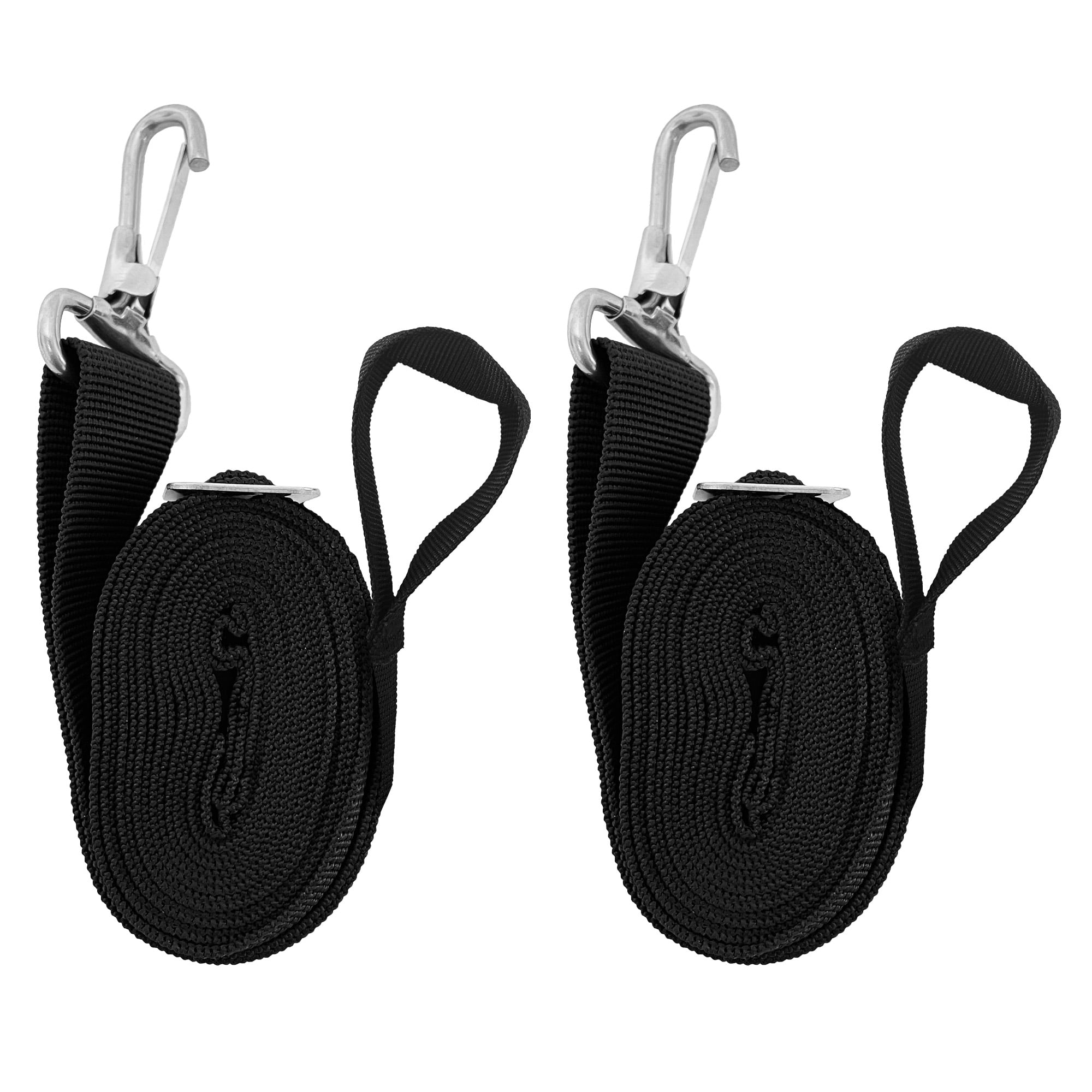 Percare 4 Pcs Adjustable Bimini Top Straps Black, Marine Tension Tie Down Webbing Straps with Loop Snap Hooks + Pad Eye Straps,28~60 Stainless Steel