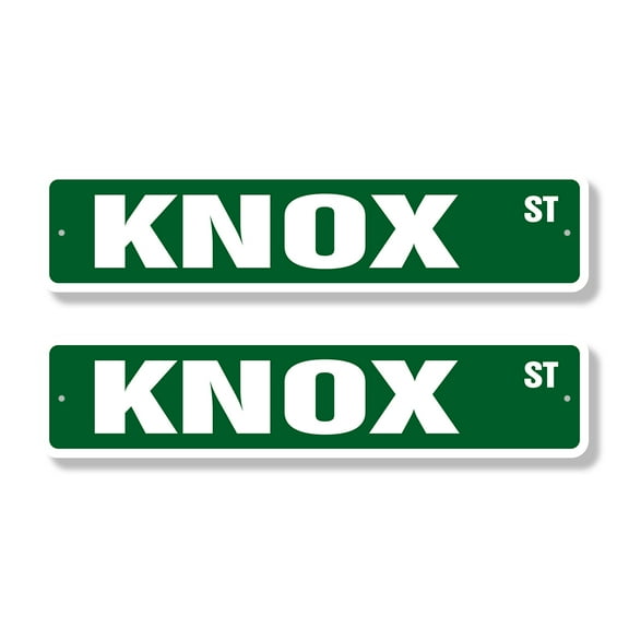 KNOX Classic Street Sign (2 Pack) Childrens Name Room Sign Road Sign | 4" X 18" Plastic Address Sign