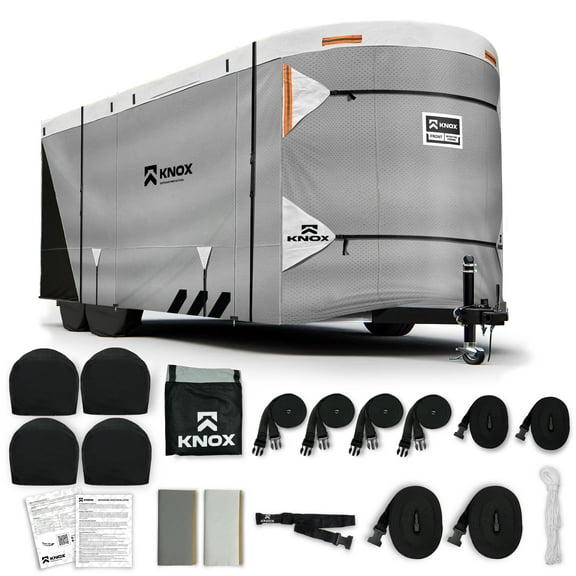 KNOX Horse Trailer Covers With Anti-Tear APEX Fabric, Bumper-Pull Horse Trailer Cover Windproof & Waterproof Protection, Horse Trailer Storage Cover, Multi-Year Use, 8 Ft 1 In - 10 Ft