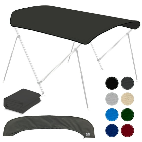 KNOX Universal 2 Bow Bimini Top Replacement Canvas, 600D Boat Canopy Sun Shade Cover with Storage Boot, Fits Most Small Boats & Inflatable Boats, No Frame Kit, 63" L x 39"-55" W (Charcoal Gray)