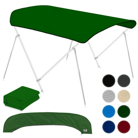 KNOX Universal 2 Bow Bimini Top Replacement Canvas, 600D Boat Canopy Sun Shade Cover with Storage Boot, Fits Most Small Boats & Inflatable Boats, No Frame Kit, 63" L x 39"-55" W (Hunter Green)