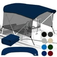 thumbnail image 1 of KNOX Universal 3 Bow Bimini Top Replacement Canvas & Detachable Sidewalls with Storage Boot, 600D Marine Grade Sun Shade Boat Canopy with Mesh Side Blocks, No Frame, 73-78"W, Navy Blue, 1 of 7