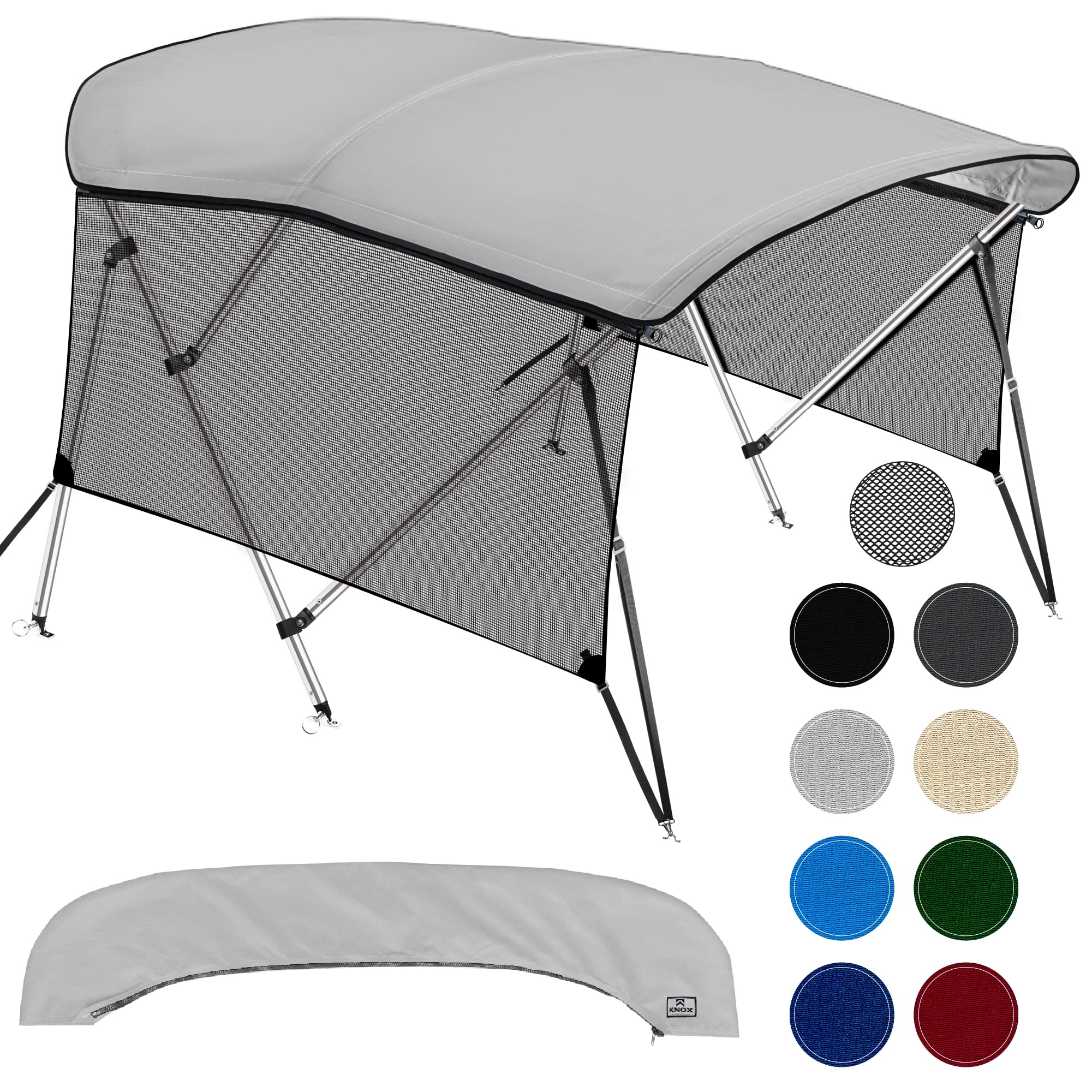 KNOX Universal 3 Bow Bimini Tops for Boats with Detachable Mesh