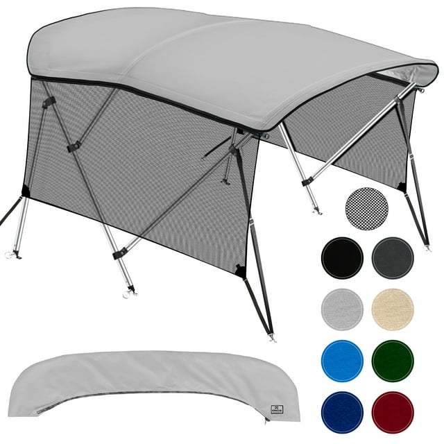 Knox B32-T32Z-Z3 67-72 In. Universal 3 Bow Bimini Tops For Boats With Detachable Mesh Sidewalls 900d Marine Canvas Sun Shade Boat Canopy Kit Mesh