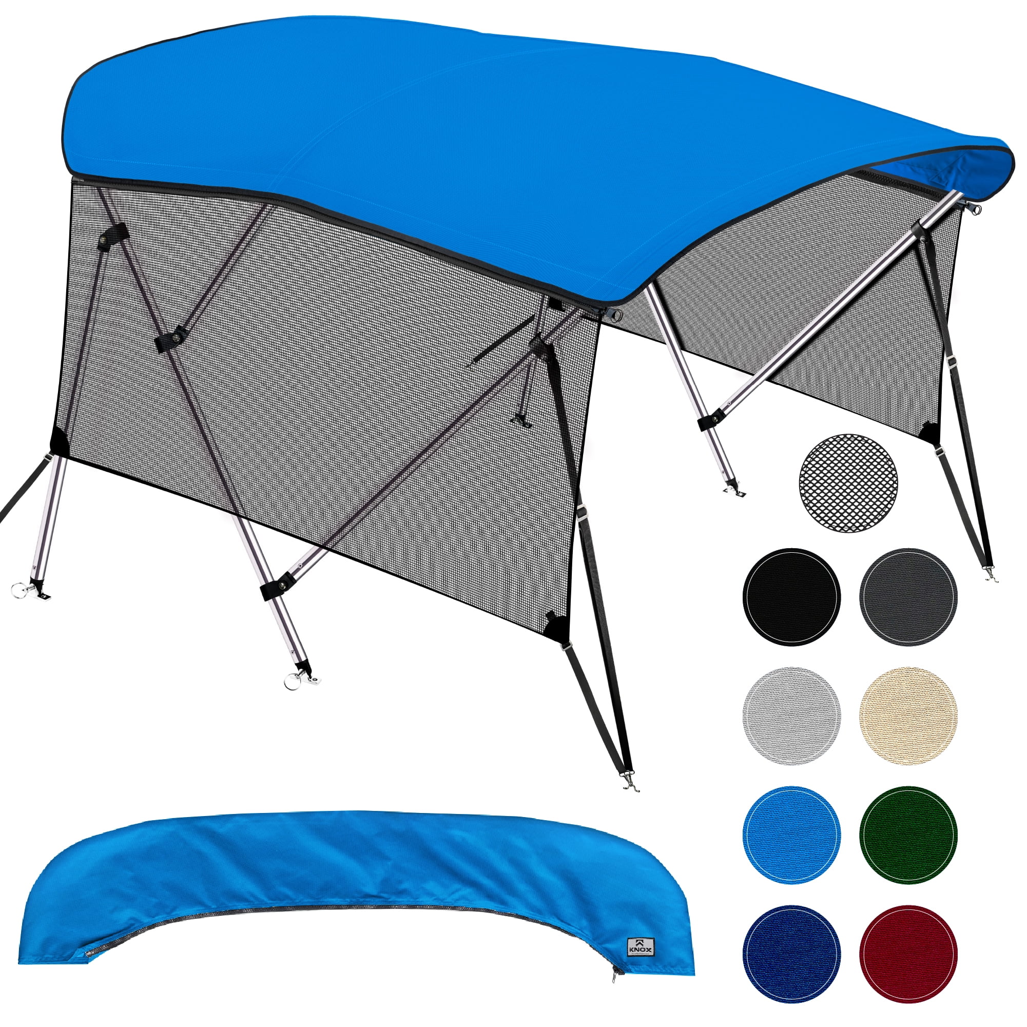 KNOX Universal 3 Bow Bimini Tops for Boats with Detachable Mesh