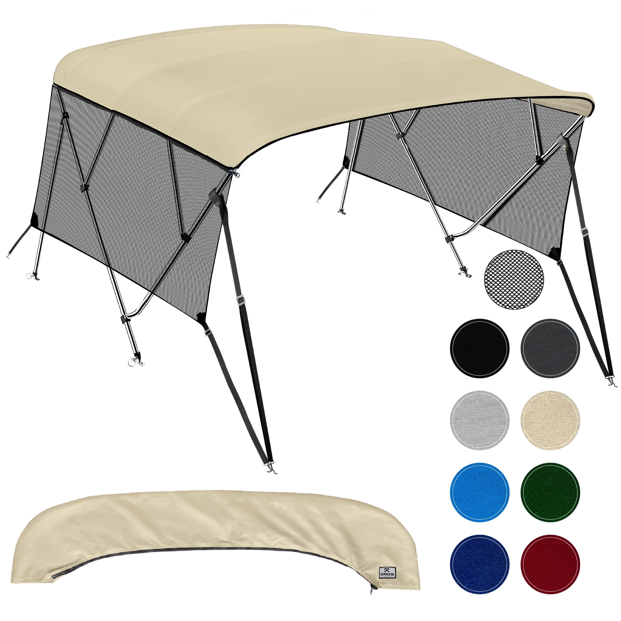 KNOX Universal 4 Bow Bimini Tops for Boats with Detachable Mesh