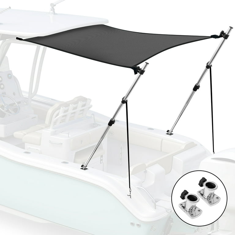 KNOX Universal T-Top Extension Bimini Tops for Boats Sun Shade Kit + Base  Mounts, Boat Shade Hard Top Boat Cover Canopy Adjustable Poles, Marine 900D