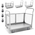 thumbnail image 1 of KNPOT Platform Truck Cart with Cage, 2200lbs Capacity 2200lbs Capacity Basket Cart, 4 side rails Multi-Functional Push Dolly  for Grocery Laundry Stall Storage Silver​, 1 of 8