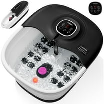 KNQZE Electric Collapsible Foot Spa with Heat, 16 Massage Rollers, Bubble, Deep Tissue Muscle Relaxation, Foot Care Soaker Tub for Home Use, Pedicure Massager, Remote Control, Black