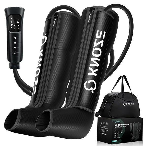 KNQZE Air Compression Leg Massager with Adjustable Pressure, 4-Zone Wrap Portable Leg Compression System, Gift for Mom & Dad