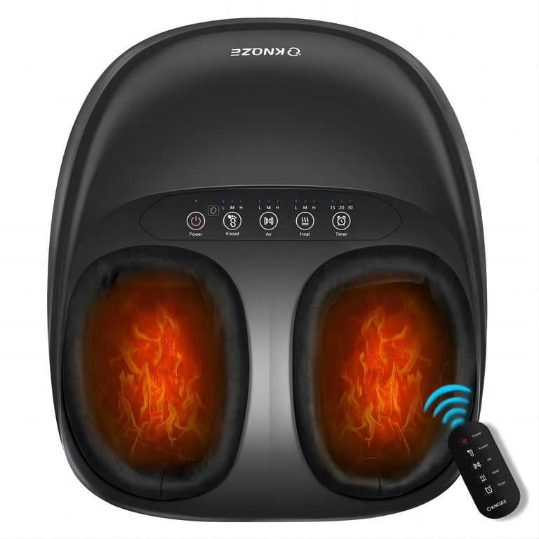 KNQZE Shiatsu Foot Massager with Heat, Deep Kneading Foot Massager with Remote, Compression, Multi-Massage Modes, Auto-off Timers, for Plantar Fasciitis, Relax for Home or Office, Black