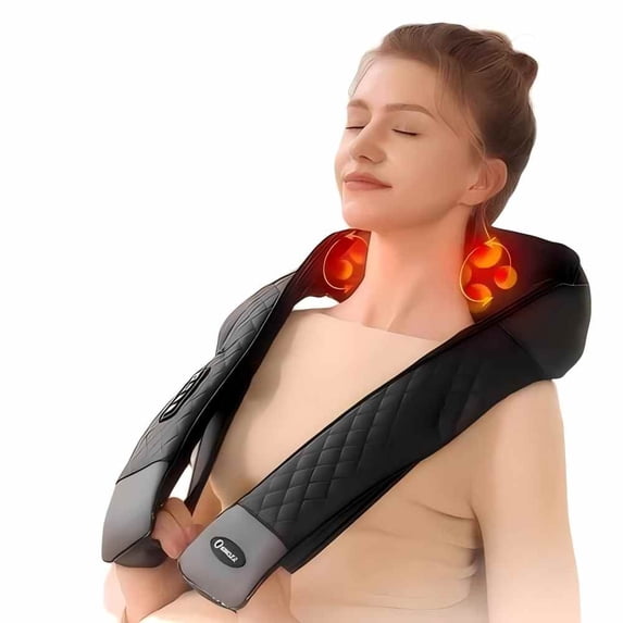 Shiatsu Neck & Back Massager with Heat — 4D Deep Kneading Massage Pillow for Neck, Shoulders, Back, Legs